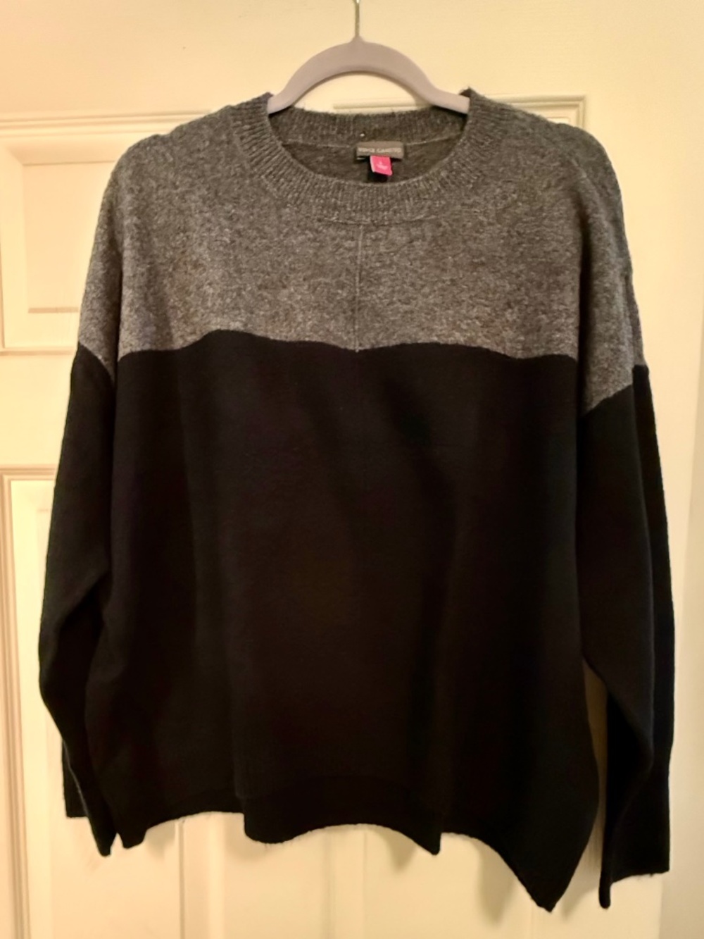 Vince Camuto Sweater, gray and black color block (size Large)